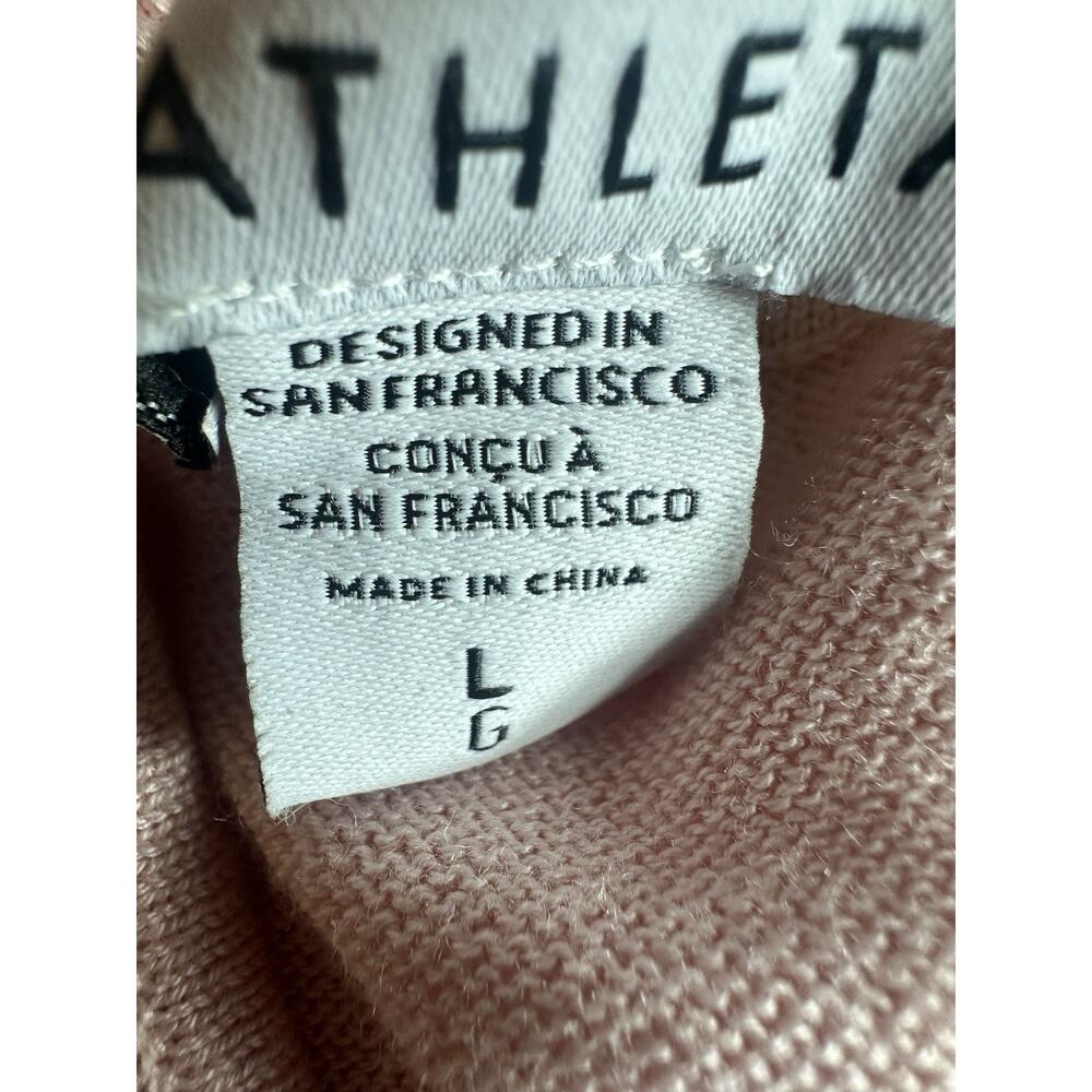 Athleta Evergreen V-Neck Knit Hoodie Sweater Blush Pink L Athleisure Balletcore - Picture 3 of 10